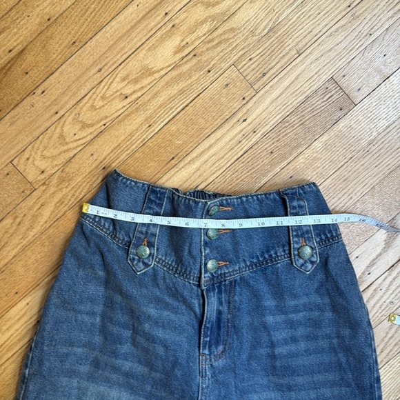 Monthorigin High Rise Wide Leg Jeans Button Front Raw Hem Boho Y2K 28x28 - Picture 8 of 14